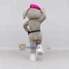 Custom Gray and Pink Lop-Eared Rabbit in Beret Mascot Costume Adult Full Body Suit for Easter Events Custom Gray and Pink Lop-Eared Rabbit in Beret Mascot Costume Adult Full Body Suit for Easter Events