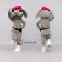 Custom Gray and Pink Lop-Eared Rabbit in Beret Mascot Costume Adult Full Body Suit for Easter Events
