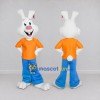 Custom White Orange and Blue Rabbit in T-Shirt Mascot Costume Adult Full Body Suit for Easter Events Custom White Orange and Blue Rabbit in T-Shirt Mascot Costume Adult Full Body Suit for Easter Events