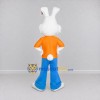 Custom White Orange and Blue Rabbit in T-Shirt Mascot Costume Adult Full Body Suit for Easter Events Custom White Orange and Blue Rabbit in T-Shirt Mascot Costume Adult Full Body Suit for Easter Events