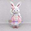 Custom White and Pink Rabbit in Heart Dress Mascot Costume Adult Full Body Suit for Easter Events Custom White and Pink Rabbit in Heart Dress Mascot Costume Adult Full Body Suit for Easter Events