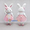 Custom White and Pink Rabbit in Heart Dress Mascot Costume Adult Full Body Suit for Easter Events Custom White and Pink Rabbit in Heart Dress Mascot Costume Adult Full Body Suit for Easter Events