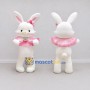 Custom White and Pink Rabbit with Ruffled Collar Mascot Costume Adult Full Body Suit for Easter Events