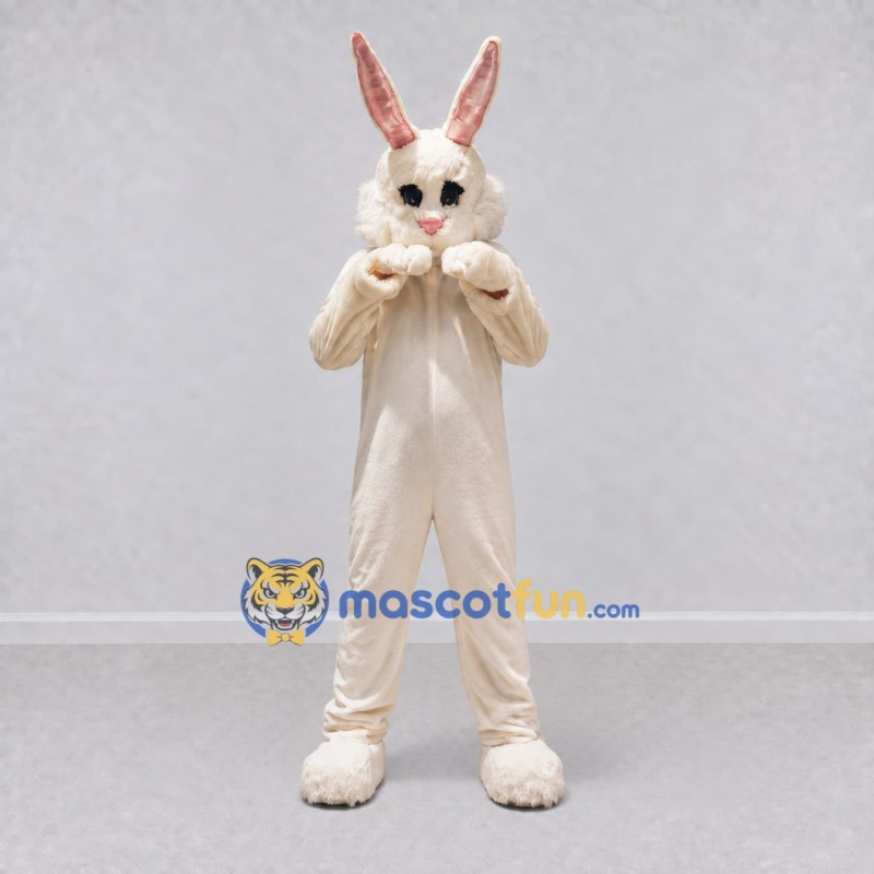 Custom Cream Rabbit Mascot Costume Adult Full Body Suit for Easter Events Custom Cream Rabbit Mascot Costume Adult Full Body Suit for Easter Events