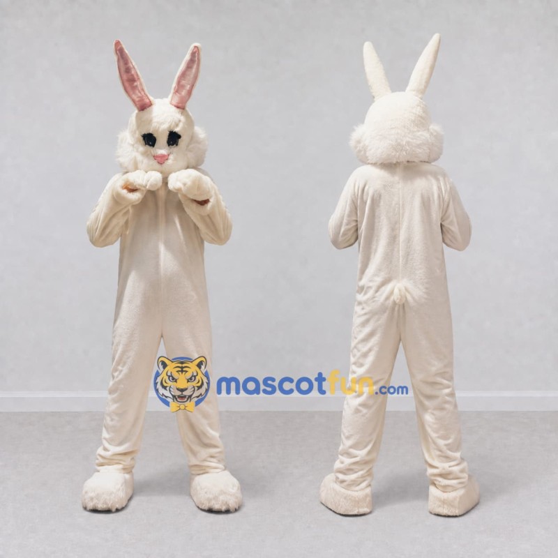 Custom Cream Rabbit Mascot Costume Adult Full Body Suit for Easter Events Custom Cream Rabbit Mascot Costume Adult Full Body Suit for Easter Events