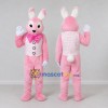 Custom Pink and White Rabbit in Vest Mascot Costume Adult Full Body Suit for Easter Events Custom Pink and White Rabbit in Vest Mascot Costume Adult Full Body Suit for Easter Events