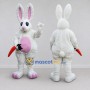 Custom White and Pink Rabbit with Carrot Mascot Costume Adult Full Body Suit for Easter Events