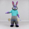 Custom Gray Purple and Turquoise Rabbit in T-Shirt Mascot Costume Adult Full Body Suit for Easter Events Custom Gray Purple and Turquoise Rabbit in T-Shirt Mascot Costume Adult Full Body Suit for Easter Events