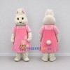 Custom Cream and Pink Rabbit in Floral Dress Mascot Costume Adult Full Body Suit for Easter Events