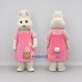 Custom Cream and Pink Rabbit in Floral Dress Mascot Costume Adult Full Body Suit for Easter Events