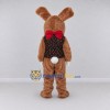 Custom Brown and Red Rabbit in Floral Vest Mascot Costume Adult Full Body Suit for Easter Events Custom Brown and Red Rabbit in Floral Vest Mascot Costume Adult Full Body Suit for Easter Events