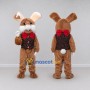 Custom Brown and Red Rabbit in Floral Vest Mascot Costume Adult Full Body Suit for Easter Events