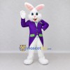 Custom White and Purple Rabbit in Tailcoat Mascot Costume Adult Full Body Suit for Easter Events Custom White and Purple Rabbit in Tailcoat Mascot Costume Adult Full Body Suit for Easter Events