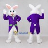 Custom White and Purple Rabbit in Tailcoat Mascot Costume Adult Full Body Suit for Easter Events Custom White and Purple Rabbit in Tailcoat Mascot Costume Adult Full Body Suit for Easter Events