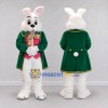 Custom White and Green Rabbit in Tailcoat Mascot Costume Adult Full Body Suit for Easter Events Custom White and Green Rabbit in Tailcoat Mascot Costume Adult Full Body Suit for Easter Events