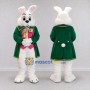 Custom White and Green Rabbit in Tailcoat Mascot Costume Adult Full Body Suit for Easter Events