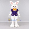 Custom White and Purple Rabbit in Jacket Mascot Costume Adult Full Body Suit for Easter Events Custom White and Purple Rabbit in Jacket Mascot Costume Adult Full Body Suit for Easter Events