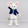 Custom White and Blue Rabbit in Jacket Mascot Costume Adult Full Body Suit for Easter Events