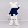 Custom White and Blue Rabbit in Jacket Mascot Costume Adult Full Body Suit for Easter Events