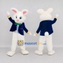 Custom White and Blue Rabbit in Jacket Mascot Costume Adult Full Body Suit for Easter Events