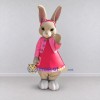 Custom Tan and Pink Rabbit in Dress Mascot Costume Adult Full Body Suit for Easter Events Custom Tan and Pink Rabbit in Dress Mascot Costume Adult Full Body Suit for Easter Events