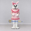 Custom White Pink and Green Rabbit Mascot Costume Adult Full Body Suit for Easter Events Custom White Pink and Green Rabbit Mascot Costume Adult Full Body Suit for Easter Events