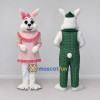 Custom White Pink and Green Rabbit Mascot Costume Adult Full Body Suit for Easter Events Custom White Pink and Green Rabbit Mascot Costume Adult Full Body Suit for Easter Events