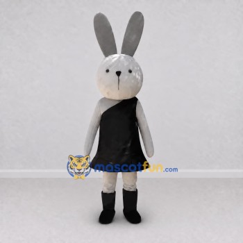 Custom Gray and Black Rabbit in Dress Mascot Costume Adult Full Body Suit for Easter Events Custom Gray and Black Rabbit in Dress Mascot Costume Adult Full Body Suit for Easter Events