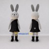 Custom Gray and Black Rabbit in Dress Mascot Costume Adult Full Body Suit for Easter Events Custom Gray and Black Rabbit in Dress Mascot Costume Adult Full Body Suit for Easter Events