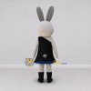 Custom Gray and Black Rabbit in Dress Mascot Costume Adult Full Body Suit for Easter Events Custom Gray and Black Rabbit in Dress Mascot Costume Adult Full Body Suit for Easter Events