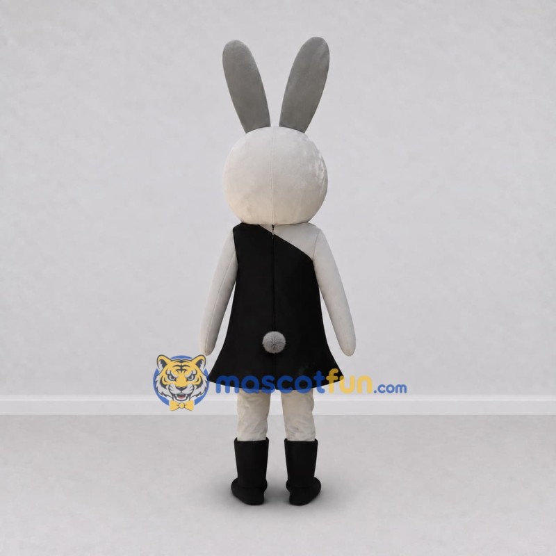 Custom Gray and Black Rabbit in Dress Mascot Costume Adult Full Body Suit for Easter Events Custom Gray and Black Rabbit in Dress Mascot Costume Adult Full Body Suit for Easter Events