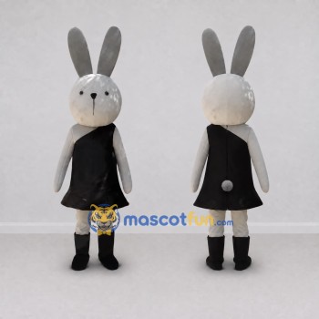 Custom Gray and Black Rabbit in Dress Mascot Costume Adult Full Body Suit for Easter Events