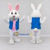 Custom White Blue and Pink Rabbit in Vest Mascot Costume Adult Full Body Suit for Easter Events Custom White Blue and Pink Rabbit in Vest Mascot Costume Adult Full Body Suit for Easter Events