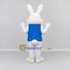 Custom White Blue and Pink Rabbit in Vest Mascot Costume Adult Full Body Suit for Easter Events Custom White Blue and Pink Rabbit in Vest Mascot Costume Adult Full Body Suit for Easter Events