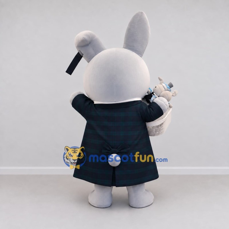 Custom Gray and Black Rabbit with Eye Patch Mascot Costume Adult Full Body Suit for Themed Parties Custom Gray and Black Rabbit with Eye Patch Mascot Costume Adult Full Body Suit for Themed Parties