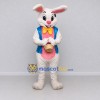 Custom White Blue and Pink Rabbit in Vest Mascot Costume Adult Full Body Suit for Easter Events Custom White Blue and Pink Rabbit in Vest Mascot Costume Adult Full Body Suit for Easter Events