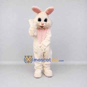 Custom Cream and Pink Rabbit Mascot Costume Adult Full Body Suit for Easter Events Custom Cream and Pink Rabbit Mascot Costume Adult Full Body Suit for Easter Events