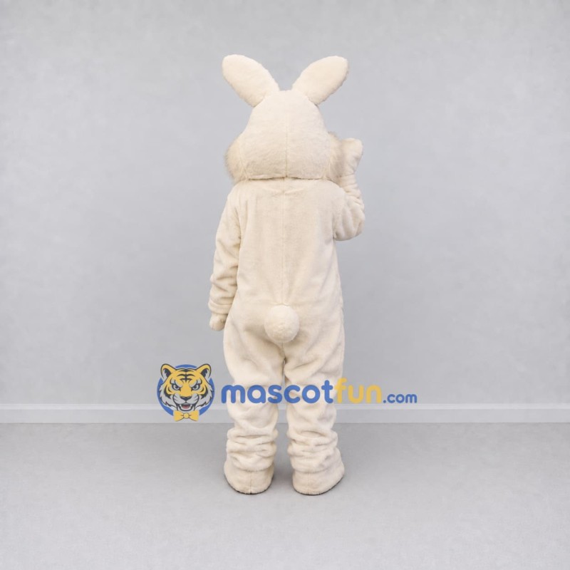 Custom Cream and Pink Rabbit Mascot Costume Adult Full Body Suit for Easter Events Custom Cream and Pink Rabbit Mascot Costume Adult Full Body Suit for Easter Events