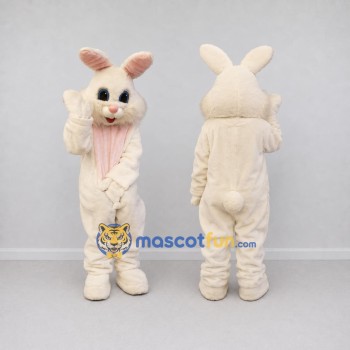 Custom Cream and Pink Rabbit Mascot Costume Adult Full Body Suit for Easter Events