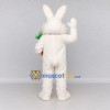 Custom White Pink and Blue Rabbit with Carrot Mascot Costume Adult Full Body Suit for Easter Events Custom White Pink and Blue Rabbit with Carrot Mascot Costume Adult Full Body Suit for Easter Events
