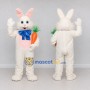 Custom White Pink and Blue Rabbit with Carrot Mascot Costume Adult Full Body Suit for Easter Events