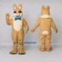 Custom Tan and Cream Rabbit with Bow Tie Mascot Costume Adult Full Body Suit for Easter Events