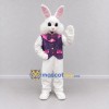 Custom White and Purple Rabbit in Vest Mascot Costume Adult Full Body Suit for Easter Events Custom White and Purple Rabbit in Vest Mascot Costume Adult Full Body Suit for Easter Events