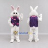 Custom White and Purple Rabbit in Vest Mascot Costume Adult Full Body Suit for Easter Events Custom White and Purple Rabbit in Vest Mascot Costume Adult Full Body Suit for Easter Events