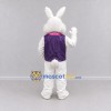 Custom White and Purple Rabbit in Vest Mascot Costume Adult Full Body Suit for Easter Events Custom White and Purple Rabbit in Vest Mascot Costume Adult Full Body Suit for Easter Events