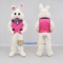 Custom White and Pink Rabbit in Vest Mascot Costume Adult Full Body Suit for Easter Events