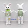 Custom White and Green Rabbit in Vest Mascot Costume Adult Full Body Suit for Easter Events Custom White and Green Rabbit in Vest Mascot Costume Adult Full Body Suit for Easter Events