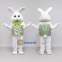 Custom White and Green Rabbit in Vest Mascot Costume Adult Full Body Suit for Easter Events