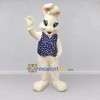 Custom Cream and Navy Blue Rabbit in Polka Dot Vest Mascot Costume Adult Full Body Suit for Easter Events