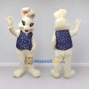 Custom Cream and Navy Blue Rabbit in Polka Dot Vest Mascot Costume Adult Full Body Suit for Easter Events